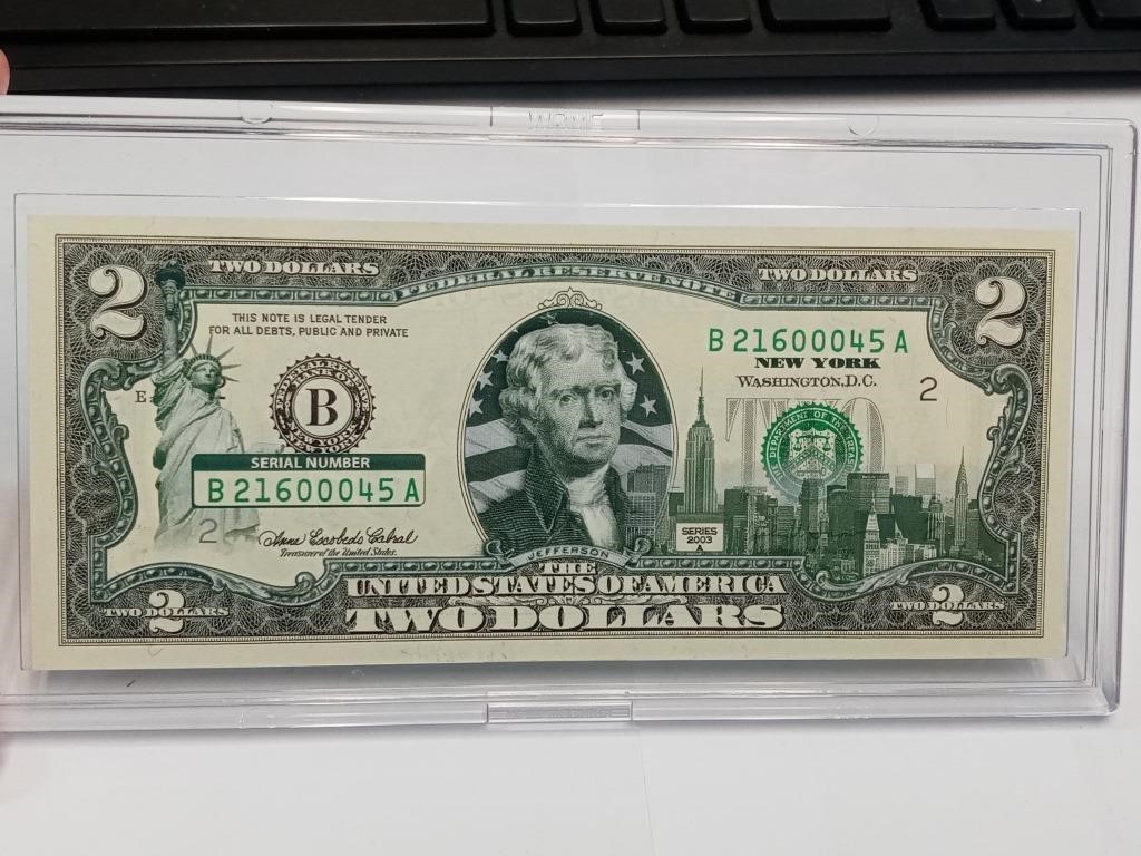OF)  New York $2 note