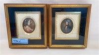 PAIR ANTIQUE MINIATURE PORTRAITS