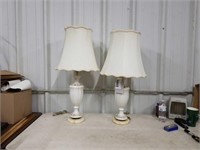 2 WHITE LAMPS WITH SHADES - 34"