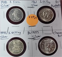 4X BID - DIFF. FOREIGN SILVER COINS