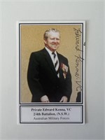 Private Edward Kenna, VC signed card