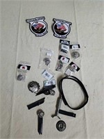 Group of Eagle patches and metal eagle Leather