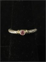 STERLING RING WITH PURPLE STONE;