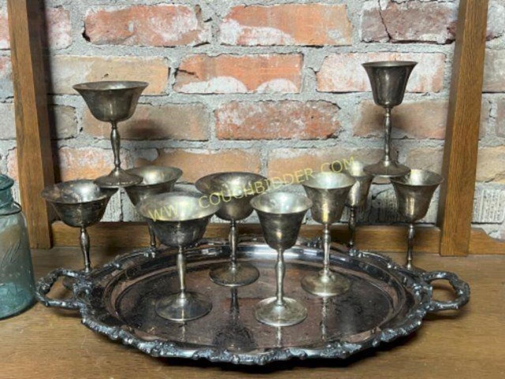 Nice Silverplate stems and serving platter