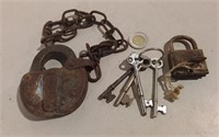 Antique CPR Lock And Chain Plus Old Lock &