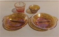 Four Carnival Glass Dishes