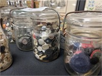 (4) Vintage Canning Jars with Buttons