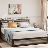 Queen Bed Frame w/ Storage & Headboard