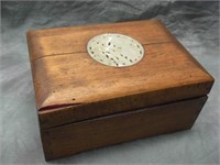 Dovetailed Wood Trinket Box w/ Stone Inlay