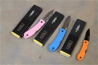 (3) Ka-Bar Dozier Folding Knives Blue, Pink