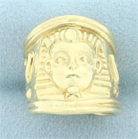 Egyptian Pharaoh Ring in 14k Yellow Gold