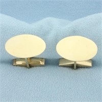 Engravable Oval Cufflinks in 14k Yellow Gold