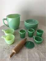 Vintage Fire King Jadeite and Akro Agate Dishes