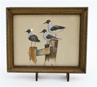 Original framed Watercolor of (3) seagulls