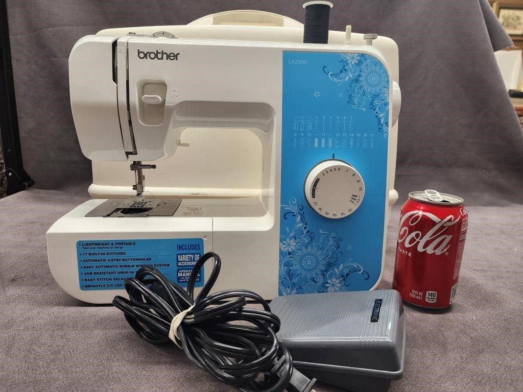 Brother Sewing machine, with foot pedal and hard