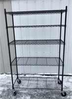 Black Metal Wire Shelf on Casters