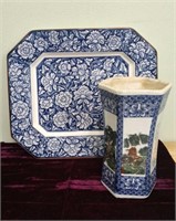 Asian Inspired Decorative Plate and Vase