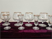 Shamrock Brandy Snifter and Cordial Glasses