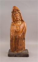 Chinese Huanghuali Wood Carved Guanyin
