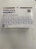 6PCS MIKASA ETCHED STEMLESS WINE GLASSES