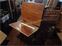 Antique School Desk, Iron & Wood
