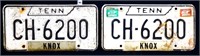 Pair vintage Knox County TN license plates