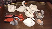 Porcelain, glass, metal Swann collection,