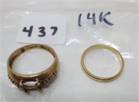 2 - 14K rings, missing stone in one, 3.50 grams