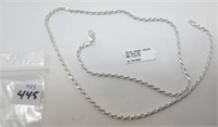 24" long .925 silver rope chain