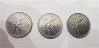 3 Italian Coins L.50-1955 1956 1966