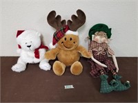 Christmas decor, singing toy, and stuffy