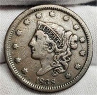 1838 Large Cent XF