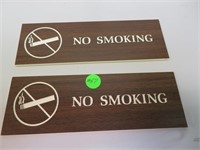 2 Vintage No Smoking Door Signs 8&1/4" x 2&3/4"