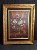 Colonial Peruvian-style oil painting on canvas