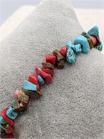 Turquoise, Coral and Cat Eye Bracelet