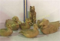 Wood Carvings Bear & Ducks