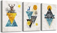 3 Panel Abstract Mountain/Daytime Canvas Wall Art