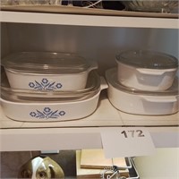 3 Corning ware dishes W/lids, 1 Nouveau dish w/lid