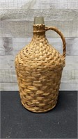 Vintage Wicker Glass Bottle 15" Tall