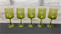 5 Vintage Mid Century Modern Olive Green Glasses 7