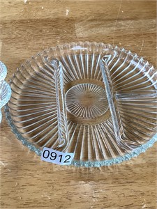 Glass plates.  One serving & one egg plate