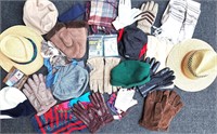 STRAW HATS ASSORTED GLOVES SCARVES & RAIN PONCHOS