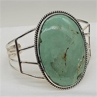 STERLING SILVER TURQUOISE CUFF BRACELET SIGNED Z