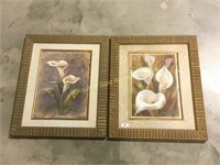 2 Signed Framed Floral prints