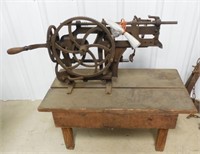 Rival # 2 apple peeler mounted on wooden stand