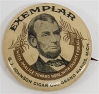 Vintage Lincoln Exemplar Cigar Advertising Button