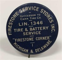 Vintage Firestone Service Advertising Pinback