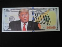 DONALD TRUMP SIGNED $100 NOVELTY NOTE COA