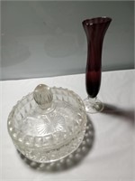Clear candy dish with flower vase