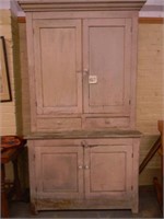 1-Piece Painted Pie Cupboard w/ Punch Tin Sides &